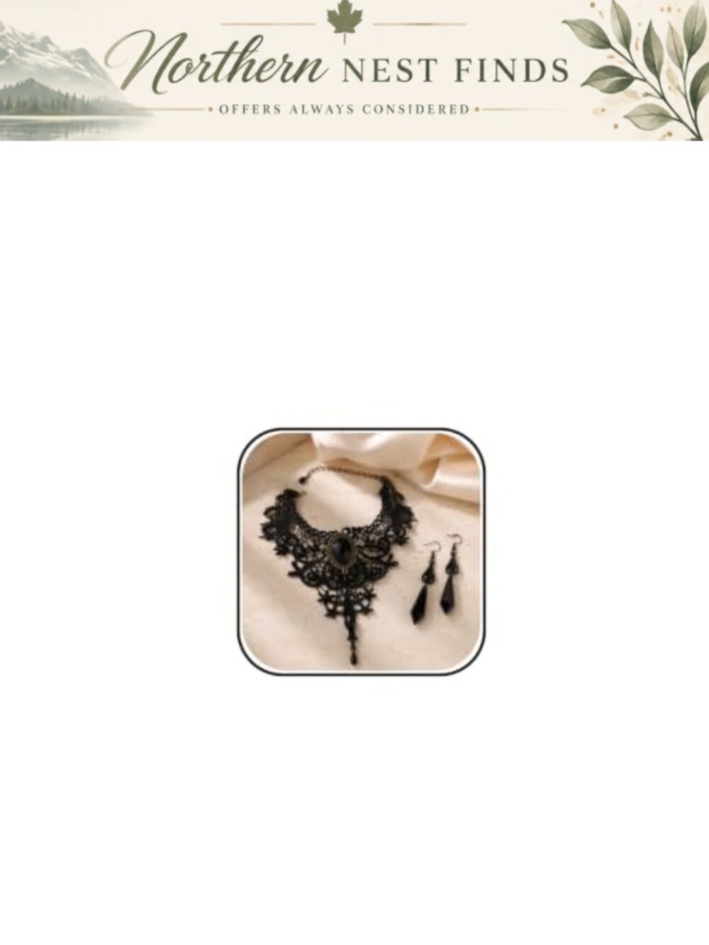 Gothic Choker Necklace Earrings Set Metal Oxidized Plated Costume Jewelry